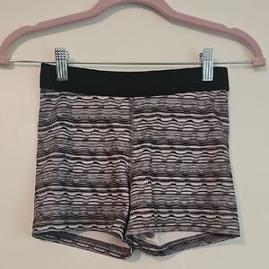 SO Black and White Striped Bike Shorts with Stretchy Fit